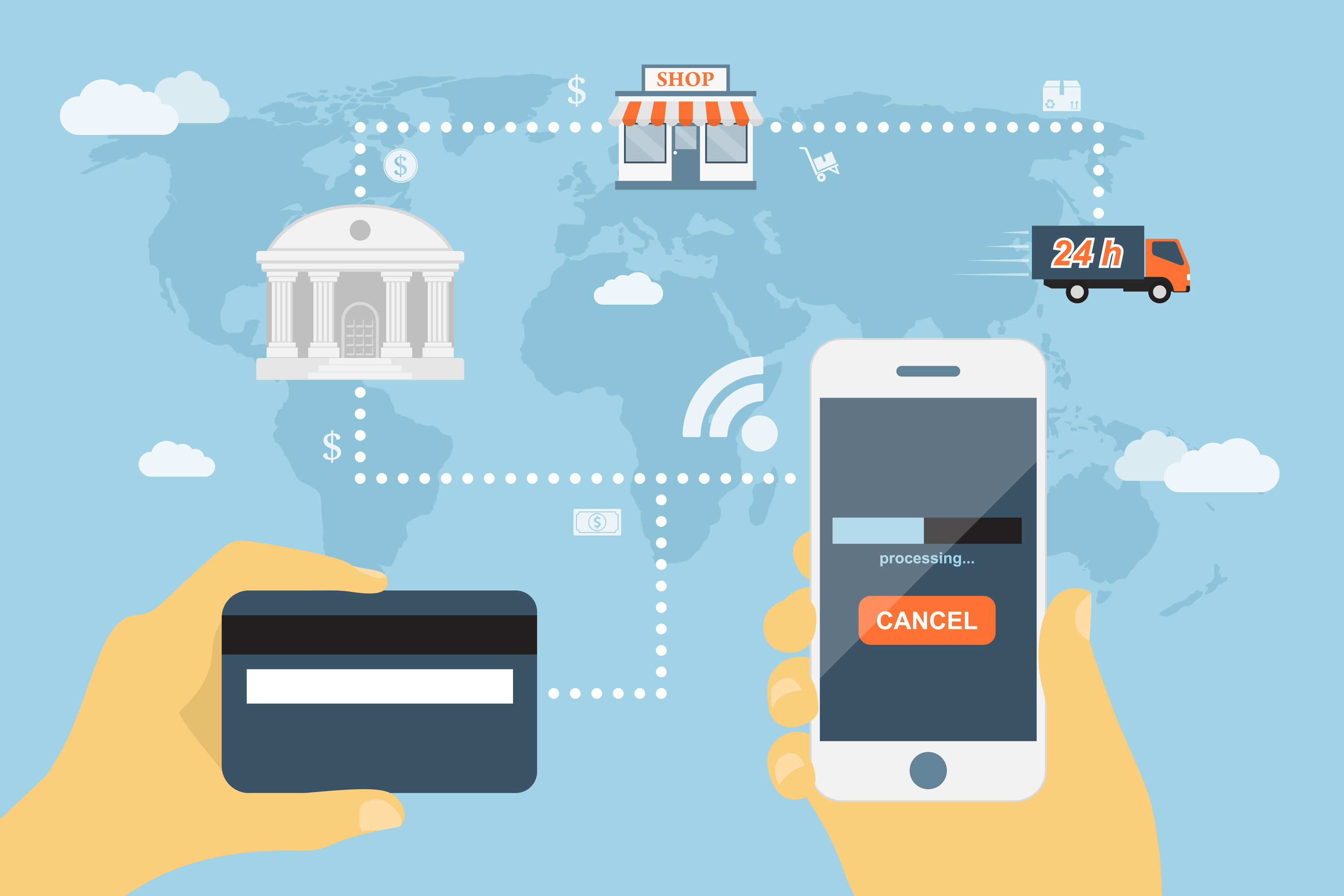 Flat pay. Платежи вектор фото. NFC приложение. Global payments. Payment Gateways illustrations.